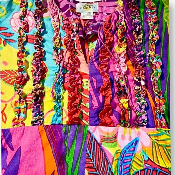 Vintage Sandy Starkman Colorful Floral Pullover Top Size Large - Picture 5 of 9